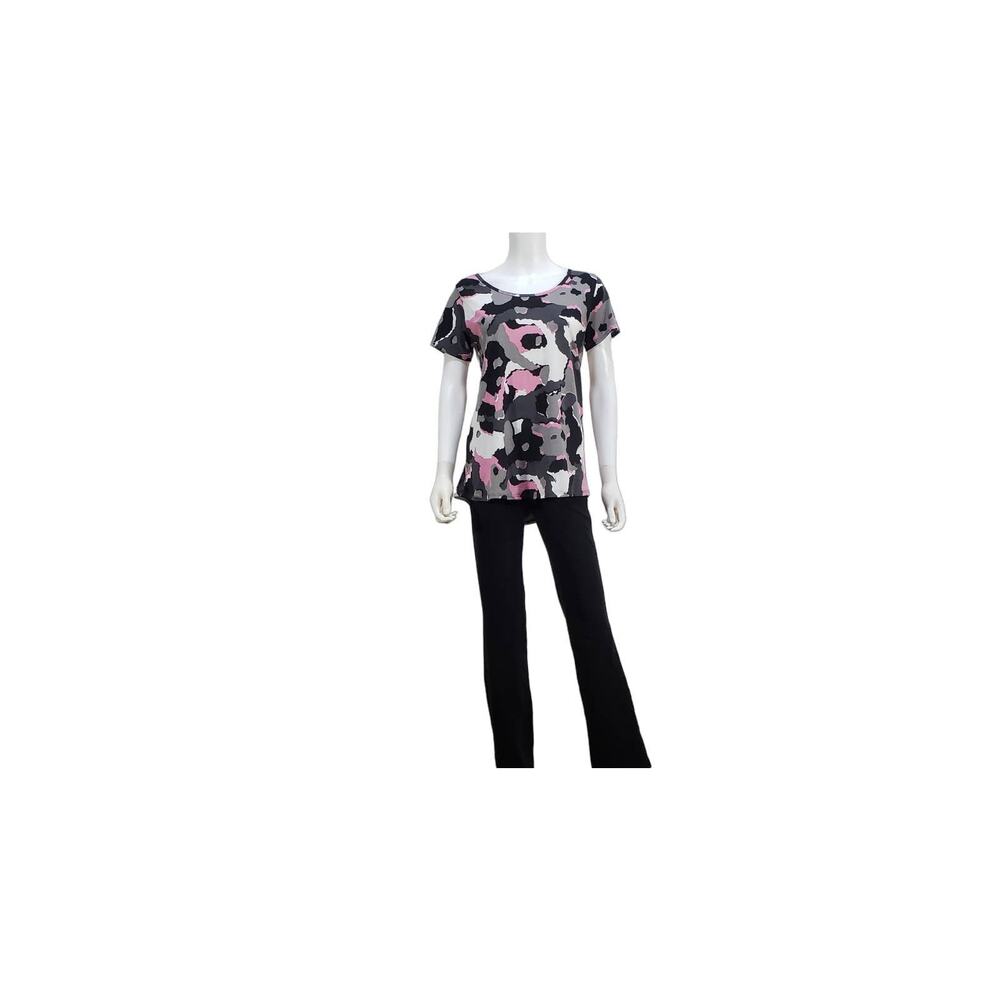 LuLaRoe Women's Black, Pink, Grey Camo High-Lo Scoop Neck Top, Size: Small, New